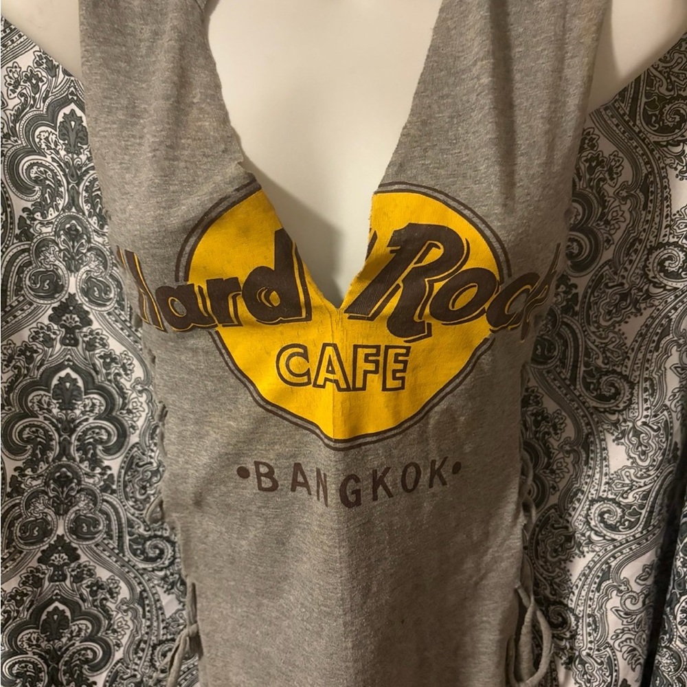 Hard Rock Cafe Gray Top with Yellow Logo